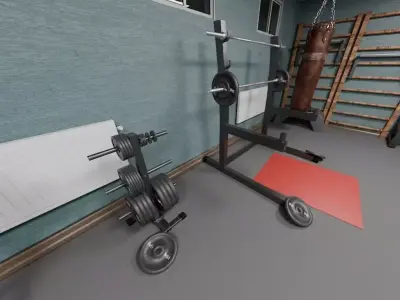 Basement Home Gym Interior Pack 3D model