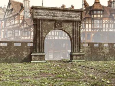Medieval Gate Entrance Low-poly 3D model