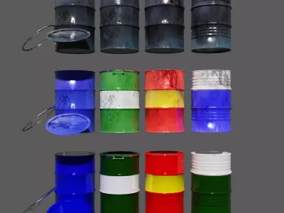 Oil Barrels 200 liter pack of 12 barrels Free low-poly 3D model