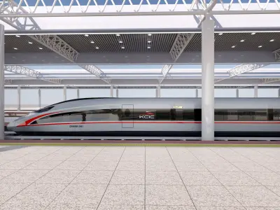 High-Speed Railway Station Low-poly 3D model