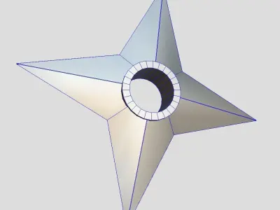 Shuriken 3 metal star Low-poly 3D model