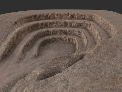 Open Pit Mine Opening 2 Low-poly 3D model