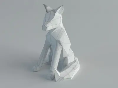 Sculptures Wolf Low-poly 3D model