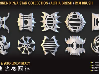 Shuriken Ninja Star CollectionVol 03 Low-poly 3D model