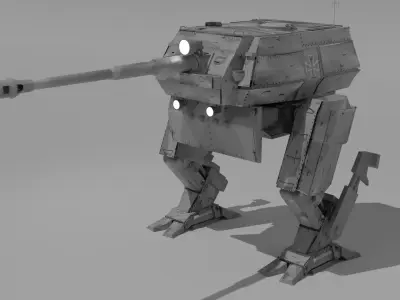 Destroyer Mech Walker with RIG and LOWPOLY Winter Camo Low-poly 3D model