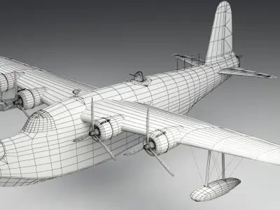 Short Sunderland  Low-poly 3D model
