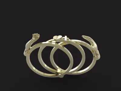 Antique gimmel ring 3D print model