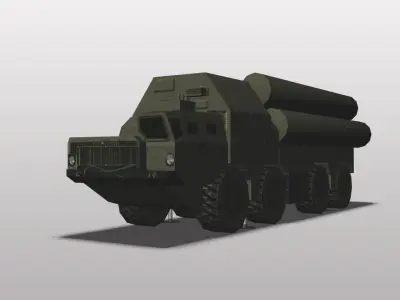 S-300 military vehicle with missiles Low-poly 3D model