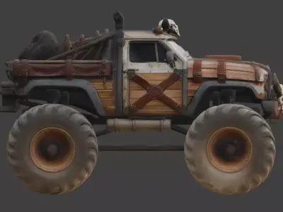 Post-Apocalyptic Rebel Monster Truck 3d Low-poly 3D model
