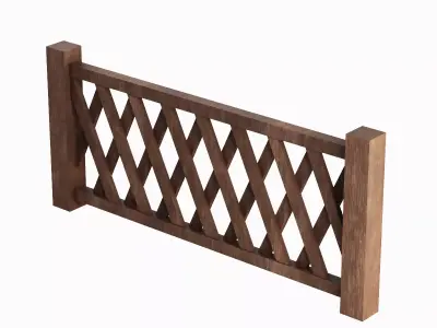 Wooden Fence A 03 Low-poly 3D model