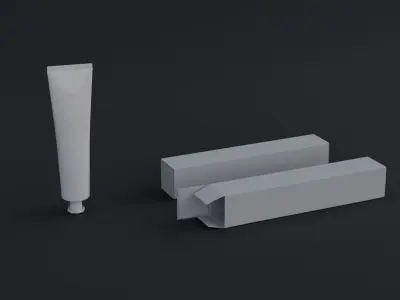 Hand Cream Laminate Tube and Packaging box Low-poly 3D model