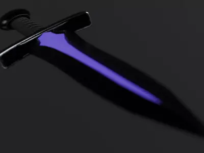 medieval fantasy Dagger the Violet Requiem Game ready PBR Low-poly 3D model