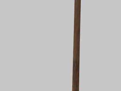 Classic Germanic poleax with wooden handle 3D model