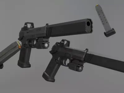 FNX 45 handgun game-ready Low-poly 3D model