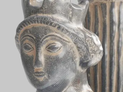 Scanned ancient female cup statue Low-poly 3D model