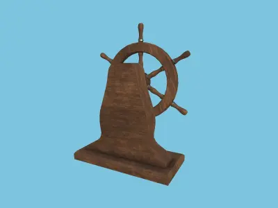 Pirate Ship Wheel 01 - Dark Wood- Helm Interior Parts Low-poly 3D model