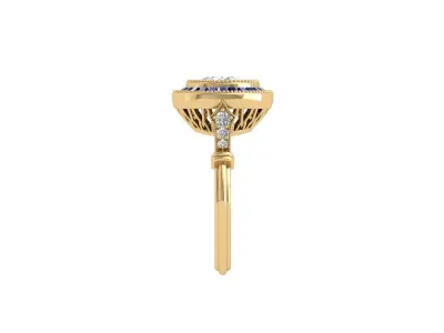 Solitaire Engagement Art Deco Ring 3D print model