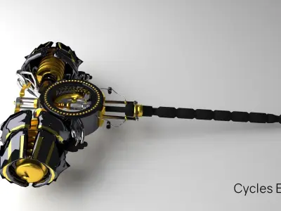 Steampunk War Hammer Low-poly 3D model