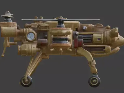 Steampunk Heavy Tactical Combat Drone 3D Model Low-poly 3D model