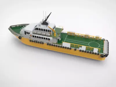 Crewboat Y ferry boat 3D model