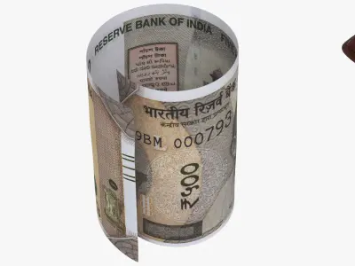 India 500 Rupee Wallet Money Purse 3D model