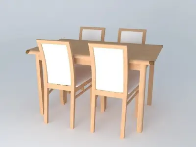 Indiana Red Pine dining table set 3D model