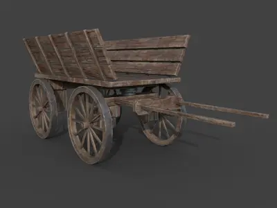 MEDIEVAL WOODEN CART  Low-poly 3D model