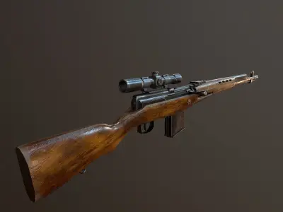 Tokarev SVT sniper rifle Low-poly 3D model Low-poly 3D model