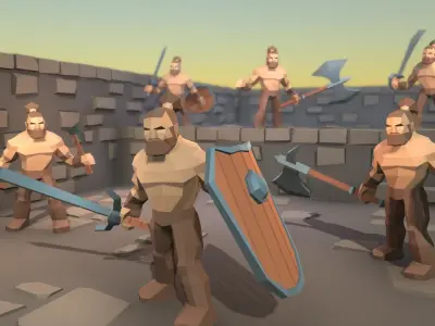 Lowpoly Medieval Fantasy Weapons Low-poly 3D model