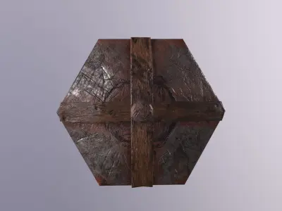 Shield Lowpoly made of wood and metal Low-poly 3D model