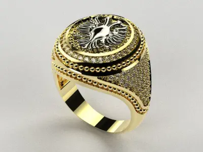 men ring 2 part double eagle r00102 3D print model