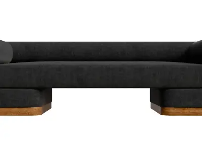 Modern Velvet Gunmetal Sofa Low-poly 3D model