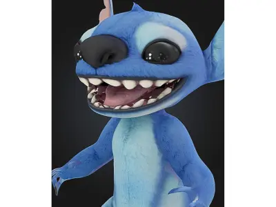 Stitch Cute Alien Cartoon Character Low-poly 3D model