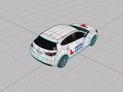 Low Poly Driving School Car Low-poly 3D model