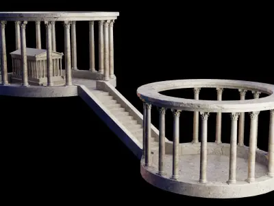 the ancient temple Low-poly 3D model