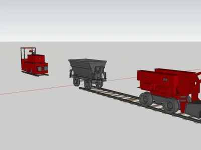 underground mining train truck machines 3D model