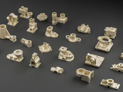 Building Blocks Kit Casted Parts Hard Surface SILVER V8 Low-poly 3D model