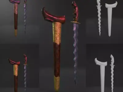 Javanese Kris blade  - High Poly 3D model