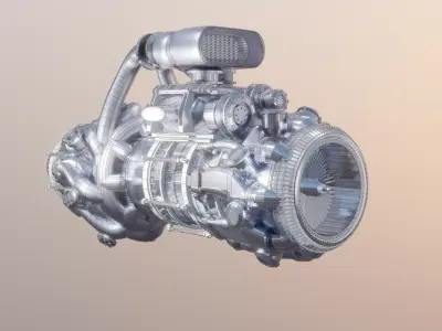 Air Mincer Turbojet Engine 3D model