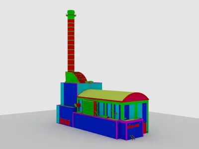 Modern Gas Power Station 3D model