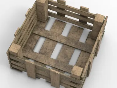 Wooden Box Crate Low-poly 3D model  Low-poly 3D model