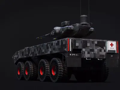 Tank Model Military Si-Fi Source Files Attached 8K Textures Low-poly 3D model