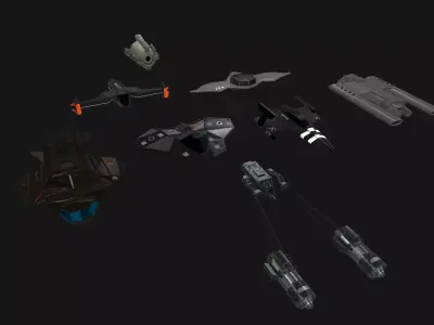 Spaceship Pack Low-poly 3D model