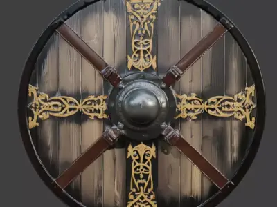 Viking Round Shield 3D Model v02 Low-poly 3D model