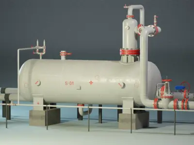 Industrial Vessel Separator PBR Game Ready Low-poly 3D model