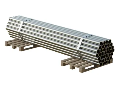 Steel Bars On Pallet Low-poly 3D model