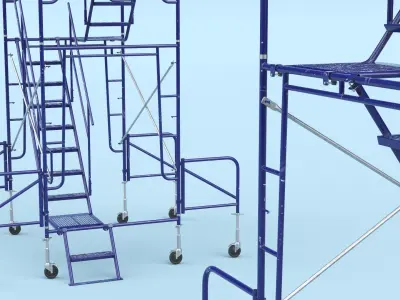  Construction Rolling Stair Tower 21ft Blue Silver 