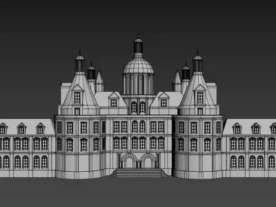 Low Poly Chateau-Castle - Inspired by Chateau de Chambord - PBR Low-poly 3D model