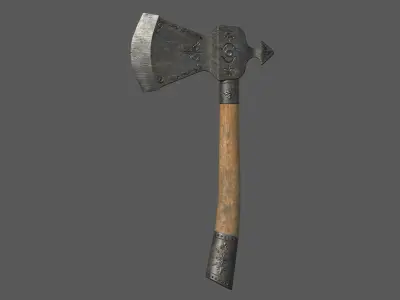 Iron Battle Ax Low-poly 3D model