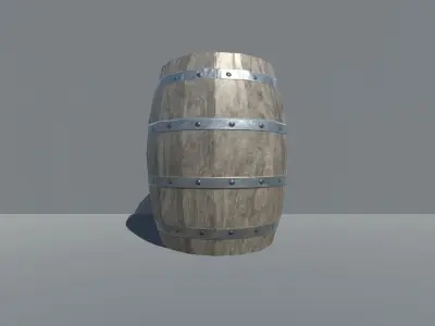 Low-Polygon wooden barrel Free low-poly 3D model